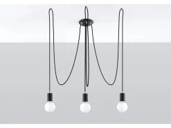 Sale Sollux Lighting Sollux EDISON - Colgante colgante de 3 luces en racimo , E27 Negro
