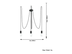 Sale Sollux Lighting Sollux EDISON - Colgante colgante de 3 luces en racimo , E27 Negro