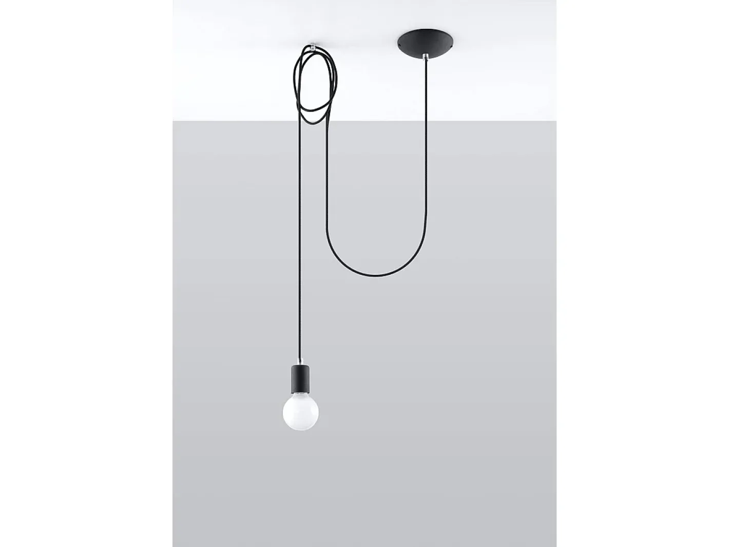 Clearance Sollux Lighting Sollux EDISON - Lámpara colgante de techo con 1 luz Negra, E27 Negro
