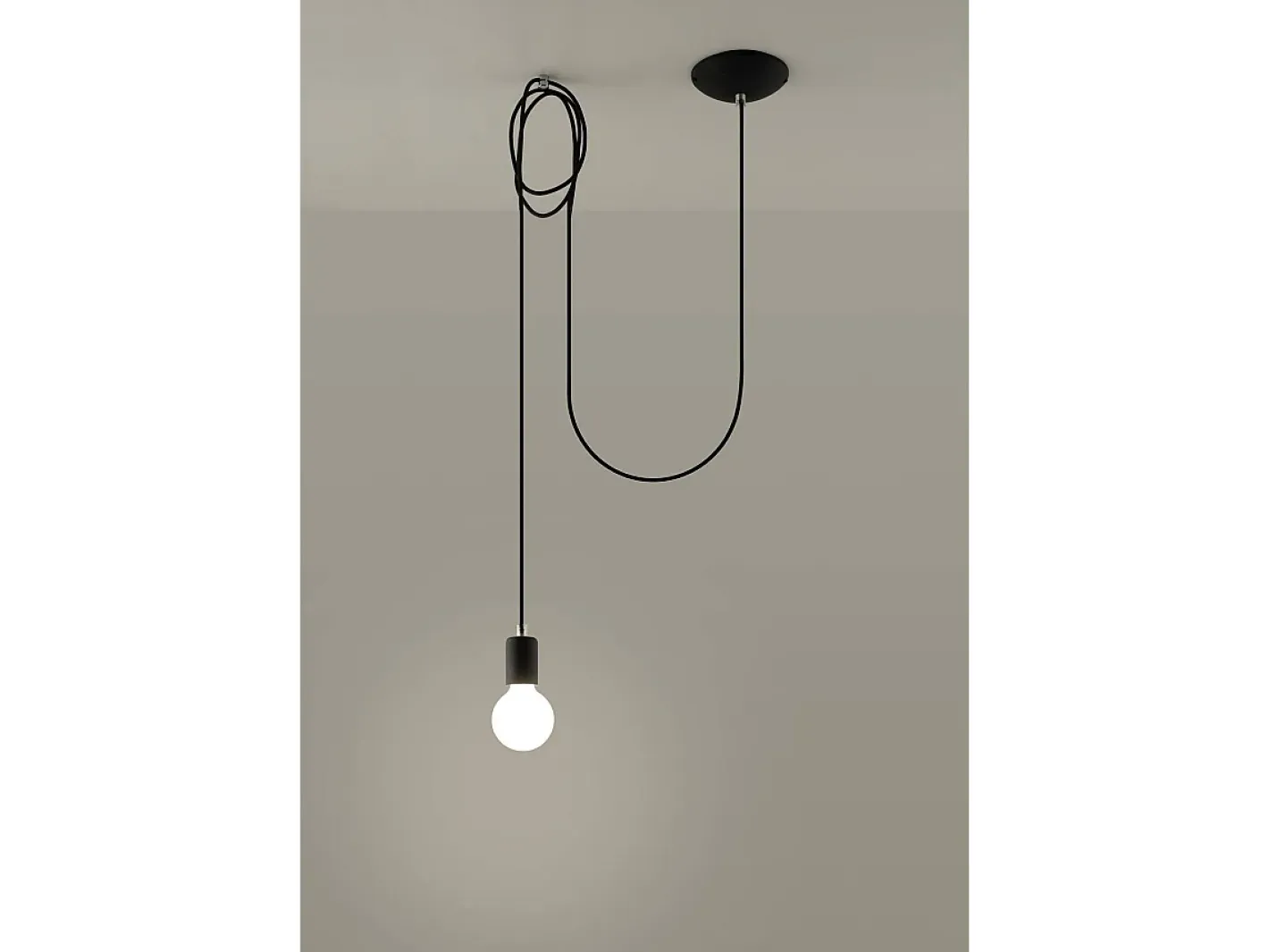 Clearance Sollux Lighting Sollux EDISON - Lámpara colgante de techo con 1 luz Negra, E27 Negro