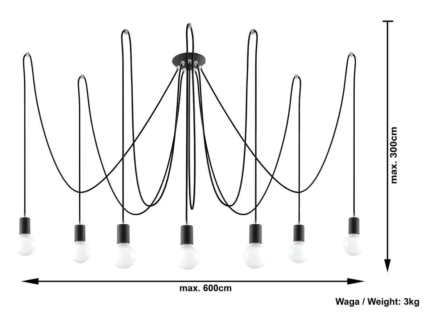 Sollux Lighting Sollux EDISON - Lámpara colgante de 7 luces en racimo , E27 Negro Clearance
