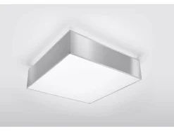 Sollux Lighting Sollux HORUS - Lámpara de techo cuadrada a ras de suelo con 2 luces Plata, E27 Gris