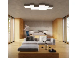 Sollux Lighting Plafón-Sollux HORUS - Lámpara de techo cuadrada a ras de suelo 3 luces Plata, E27 Gris