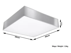 Sollux Lighting Plafón-Sollux HORUS - Lámpara de techo cuadrada a ras de suelo 3 luces Plata, E27 Gris