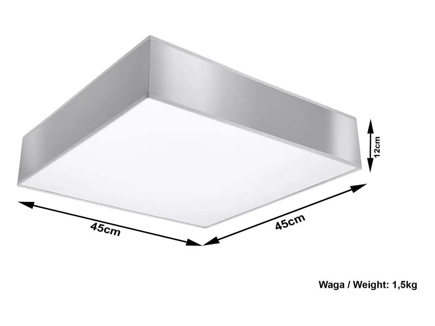 Sollux Lighting Plafón-Sollux HORUS - Lámpara de techo cuadrada a ras de suelo 3 luces Plata, E27 Gris