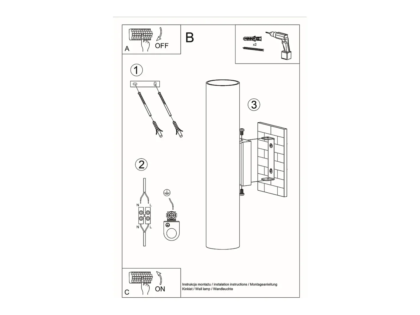 Sollux Lighting Sollux LAGOS - 2 Light Up Down Flush Wall, , GU10 Negro Discount
