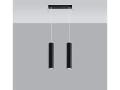 Sollux Lighting Lámpara Suspendida-Sollux LAGOS - Lámpara colgante con barra fija de 2 luces negra, GU10 Negro