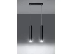 Sollux Lighting Lámpara Suspendida-Sollux LAGOS - Lámpara colgante con barra fija de 2 luces negra, GU10 Negro