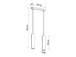 Sollux Lighting Lámpara Suspendida-Sollux LAGOS - Lámpara colgante con barra fija de 2 luces negra, GU10 Negro