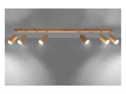 Sollux Lighting Plafón-Berg Barra de 6 Focos de Techo, Madera Natural, 120cm Marru00f3n