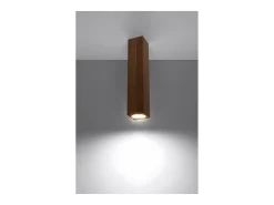 Sollux Lighting Plafón-Keke Foco empotrable cuadrado de madera de roble, 17cm Marru00f3n