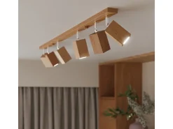 Sollux Lighting Keke Foco Foco Individual Cuadrado Roble Madera, 1x GU10 Marru00f3n New