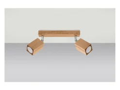 Sollux Lighting Plafón-Keke Foco de Techo Twin Cuadrado Roble Madera, 2x GU10 Marru00f3n