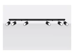 Sollux Lighting Plafón-Nero Barra Foco Techo, Negro/Cromo, 6x GU10 Gris