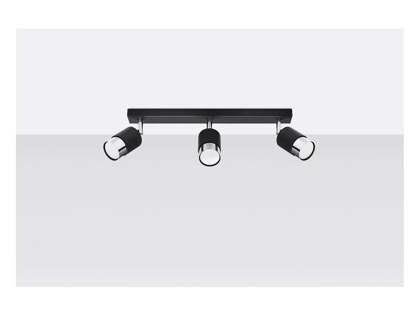 Hot Sollux Lighting Nero Barra Foco de Techo, Negro/Cromo, 3x GU10 Gris