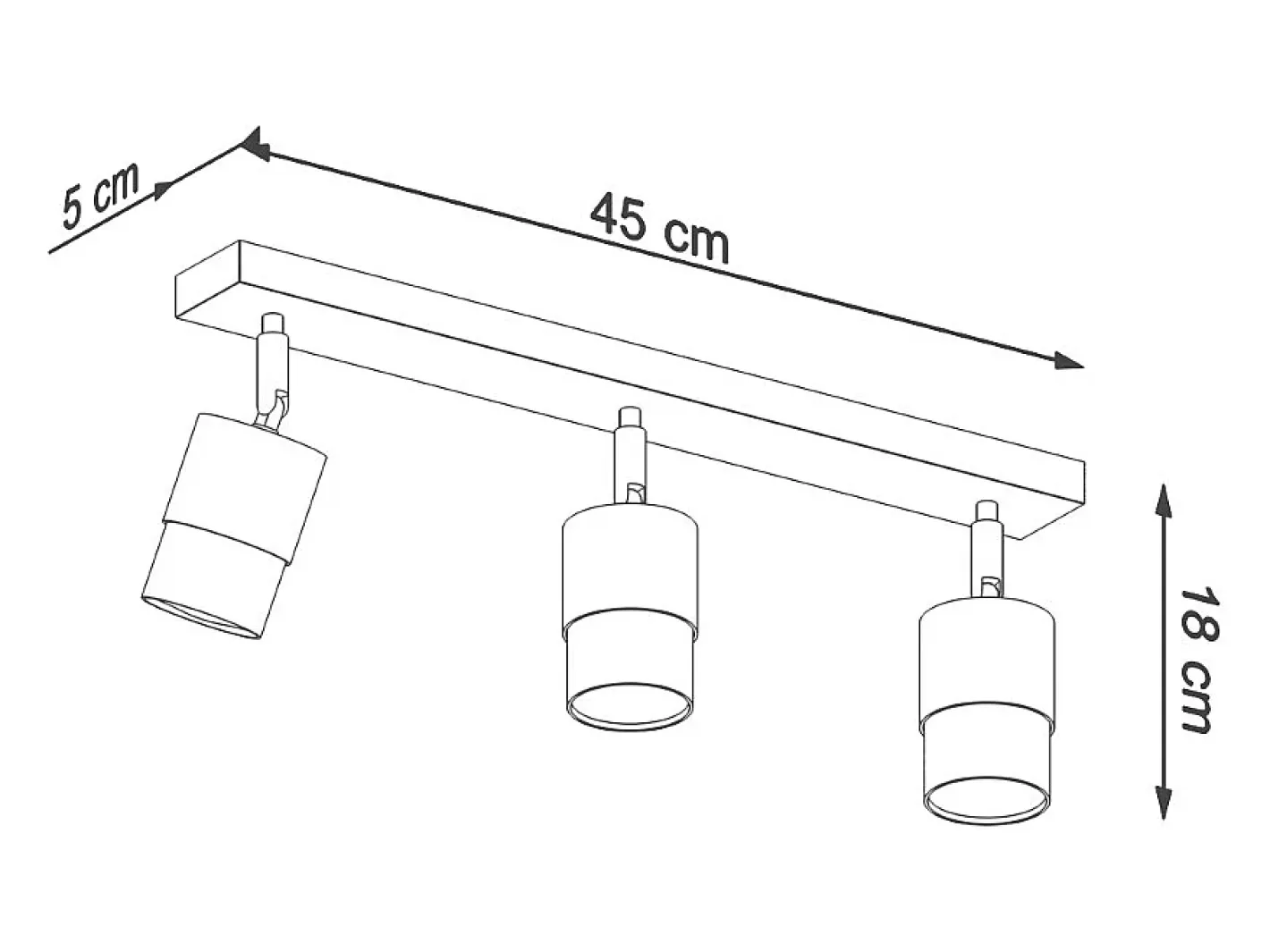 Hot Sollux Lighting Nero Barra Foco de Techo, Negro/Cromo, 3x GU10 Gris