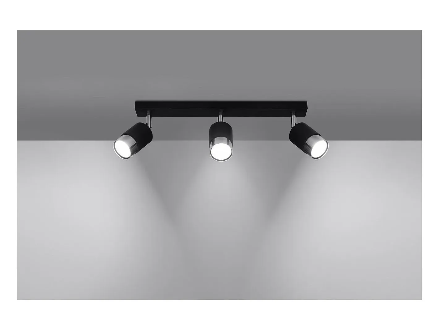 Hot Sollux Lighting Nero Barra Foco de Techo, Negro/Cromo, 3x GU10 Gris