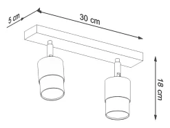 Sollux Lighting Plafón-Nero Foco de techo Twin, /Dorado, 2x GU10 Negro