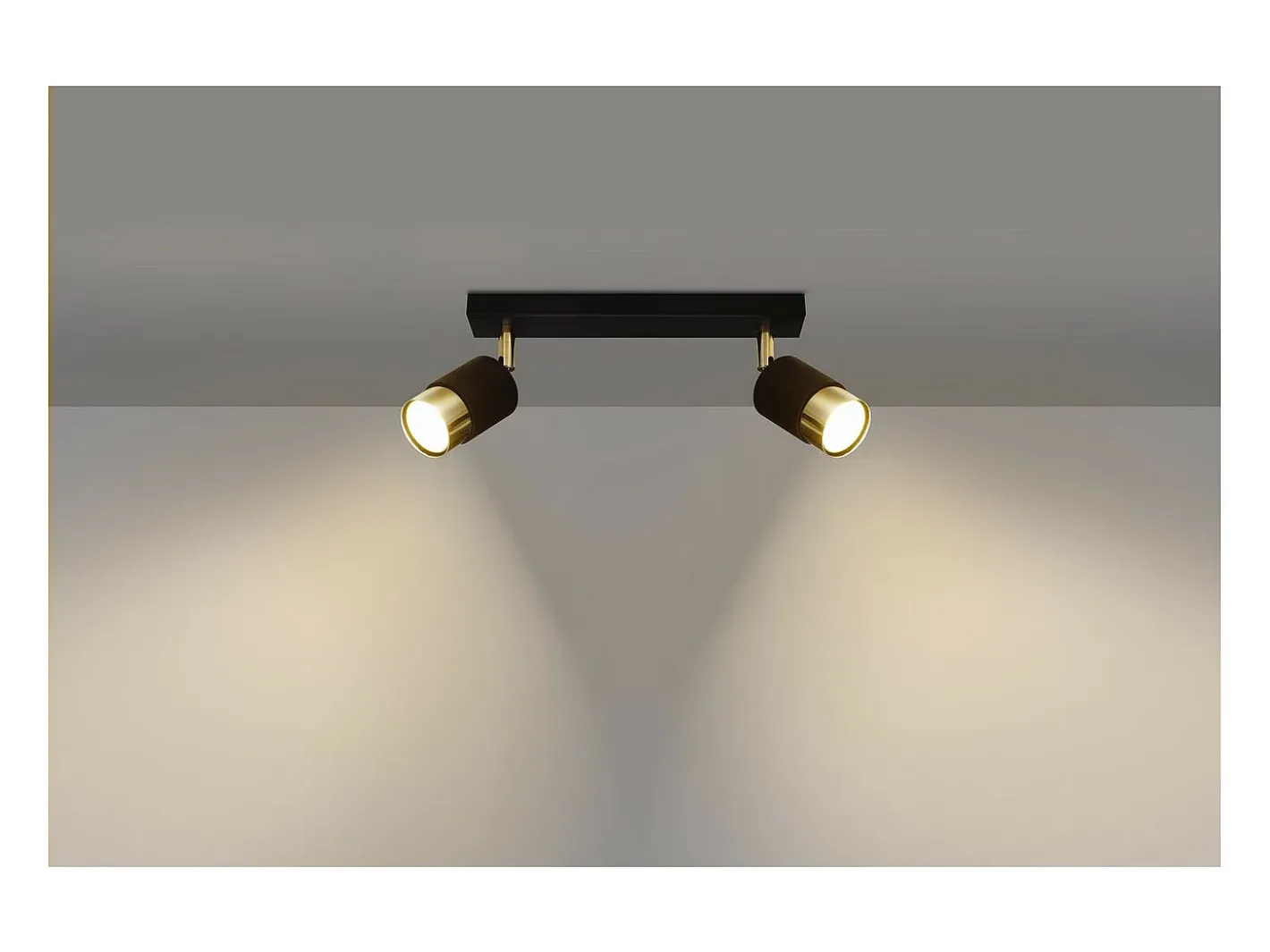 Sollux Lighting Plafón-Nero Foco de techo Twin, /Dorado, 2x GU10 Negro