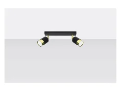 Sollux Lighting Plafón-Nero Foco de techo Twin, /Dorado, 2x GU10 Negro