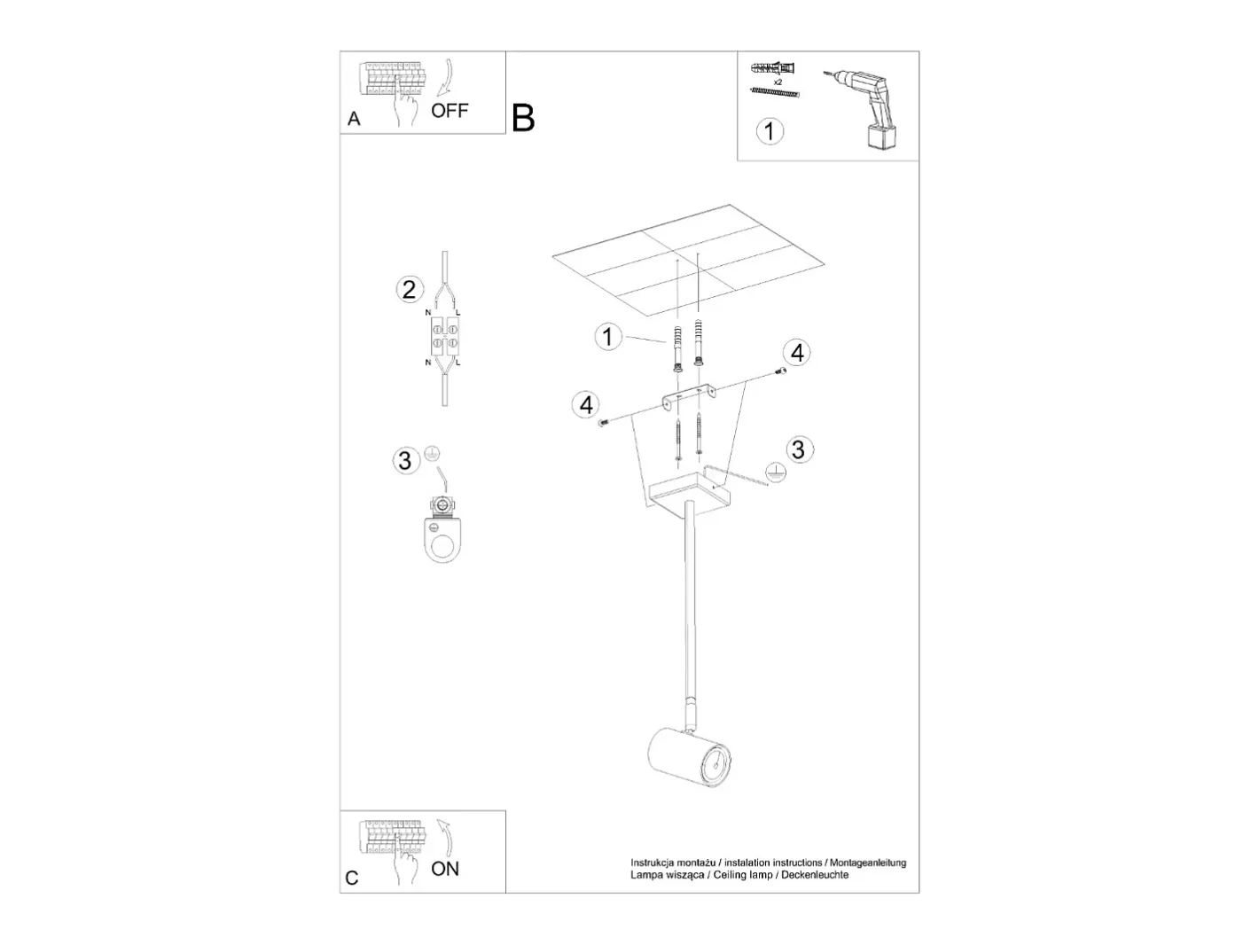 Sollux Lighting Plafón-Norano Foco individual, , 1x GU10 Negro