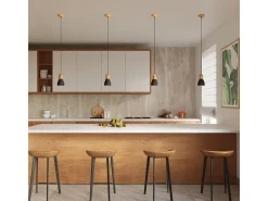 Sollux Lighting Qubic Dome Lámpara de Techo Suspendida Hormigón , Madera Natural Negro