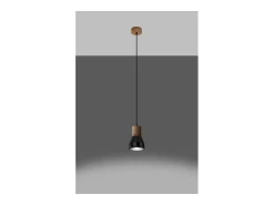 Sollux Lighting Qubic Dome Lámpara de Techo Suspendida Hormigón , Madera Natural Negro