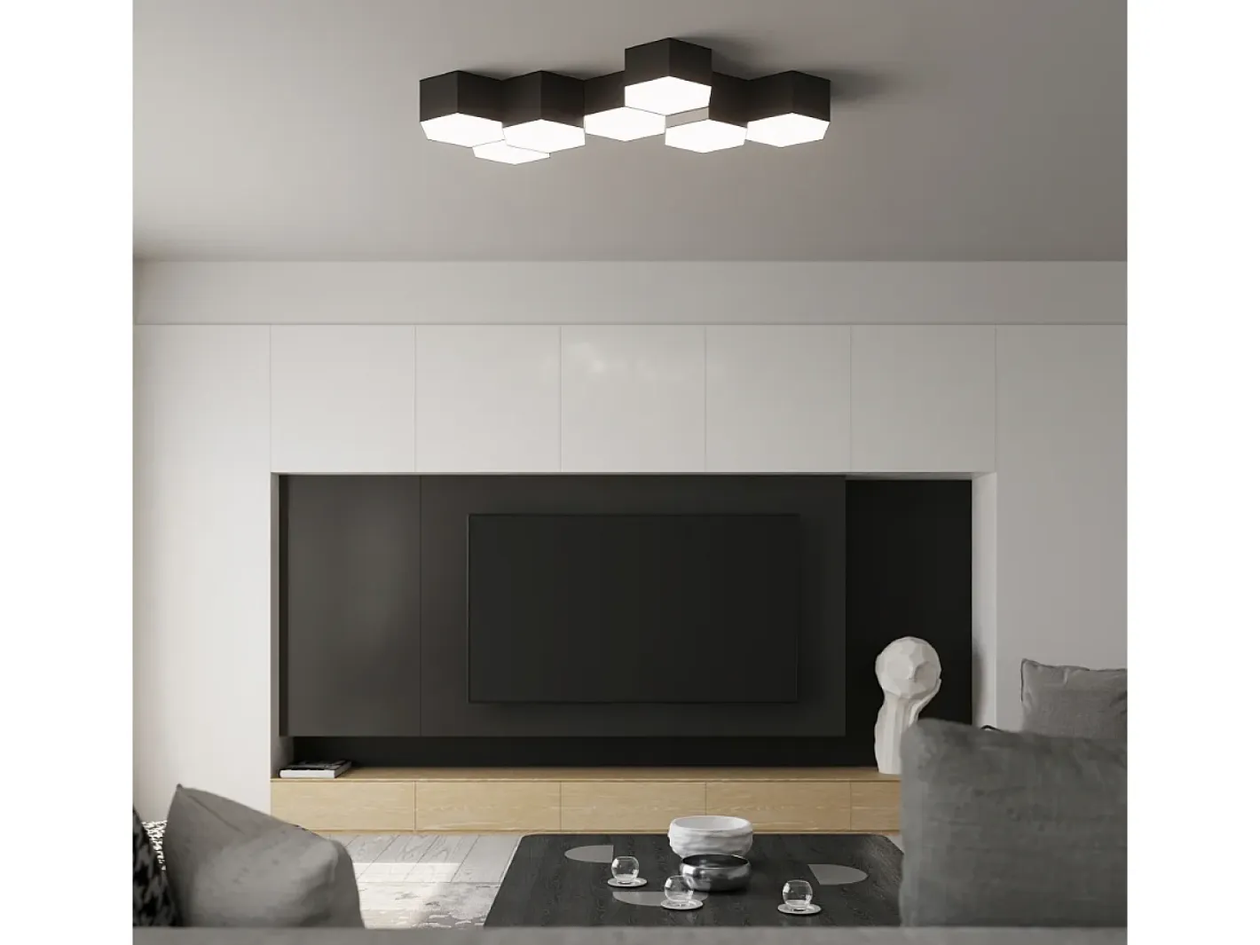 Sollux Lighting Plafón-Sunde Plafón Decorativo Empotrado, , 11.5cm Negro