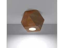 Outlet Sollux Lighting Woody Downlight de Superficie, Madera Natural, 1x GU10 Marru00f3n