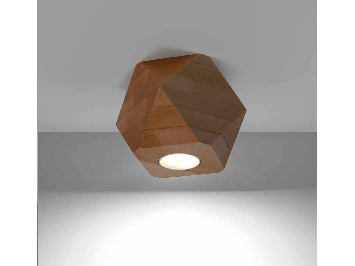 Outlet Sollux Lighting Woody Downlight de Superficie, Madera Natural, 1x GU10 Marru00f3n