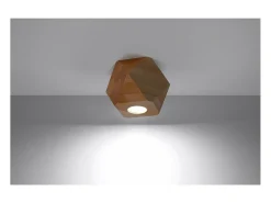 Outlet Sollux Lighting Woody Downlight de Superficie, Madera Natural, 1x GU10 Marru00f3n
