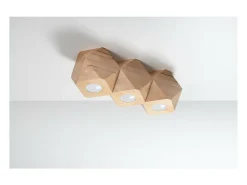 Sollux Lighting Plafón-Woody Downlight de Superficie, Madera Natural, 3x GU10 Marru00f3n