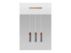Sale Sollux Lighting Zane Bar Lámpara de Techo Colgante Hormigón, Madera Natural, 45cm Gris