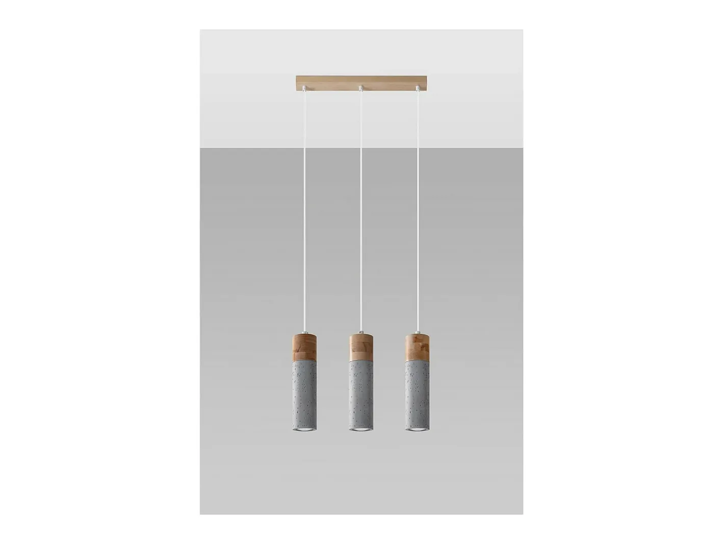 Sale Sollux Lighting Zane Bar Lámpara de Techo Colgante Hormigón, Madera Natural, 45cm Gris
