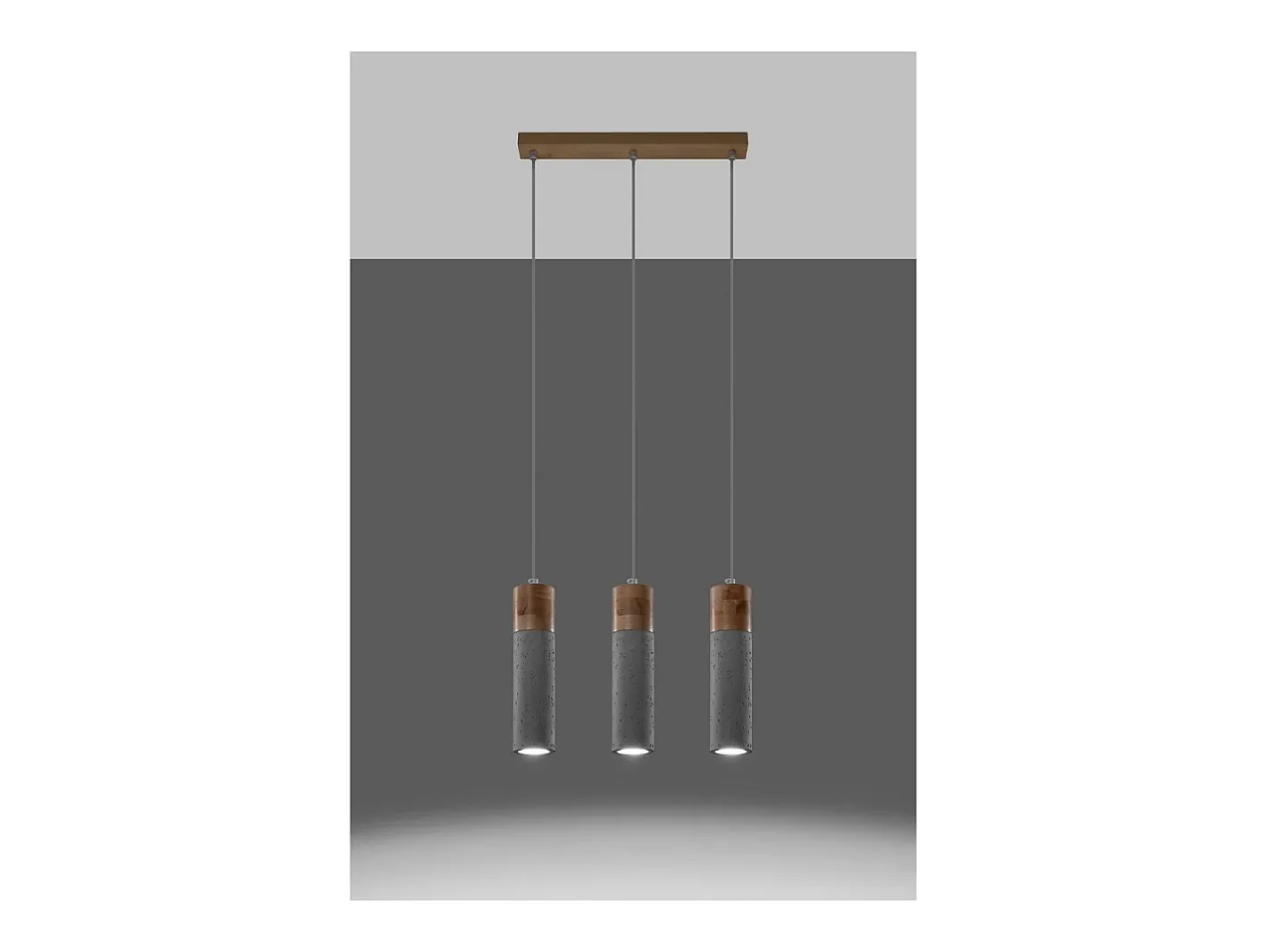 Sale Sollux Lighting Zane Bar Lámpara de Techo Colgante Hormigón, Madera Natural, 45cm Gris