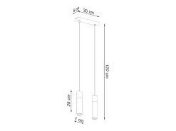 Sollux Lighting Lámpara Suspendida-Zane Bar Lámpara de Techo Colgante Hormigón, Madera Natural, 30cm Gris
