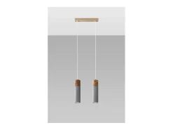 Sollux Lighting Lámpara Suspendida-Zane Bar Lámpara de Techo Colgante Hormigón, Madera Natural, 30cm Gris