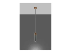Best Sollux Lighting Zane Lámpara de Techo Suspendida Slim Cemento, Madera Natural Gris