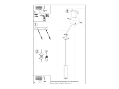 Best Sollux Lighting Zane Lámpara de Techo Suspendida Slim Cemento, Madera Natural Gris