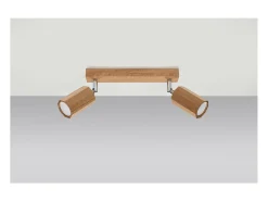 Outlet Sollux Lighting Zeke Foco de Techo Twin Octagon Roble Madera, 2x GU10 Marru00f3n