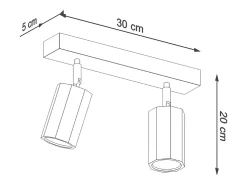 Outlet Sollux Lighting Zeke Foco de Techo Twin Octagon Roble Madera, 2x GU10 Marru00f3n