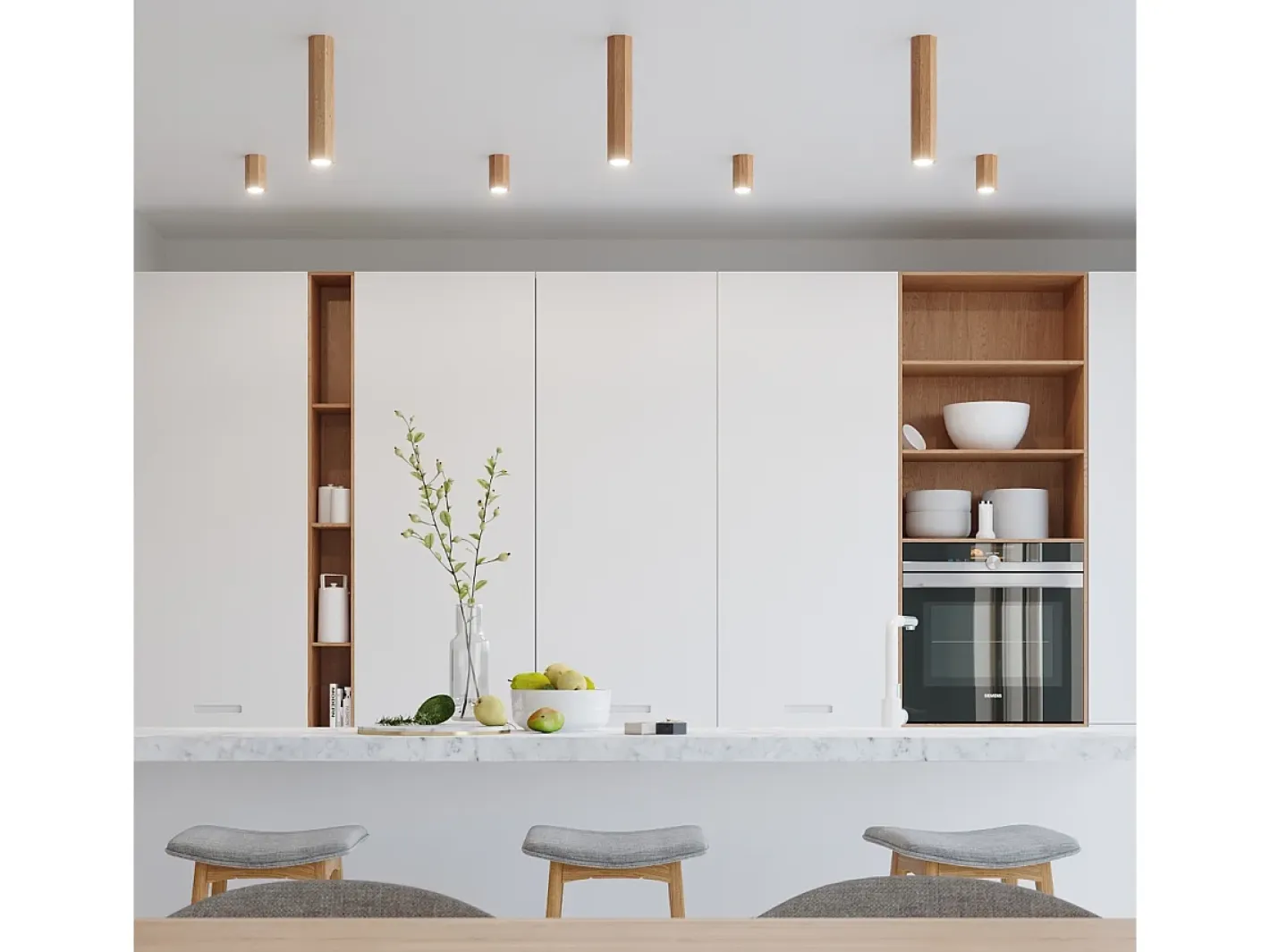 Sollux Lighting Zeke Foco empotrable octogonal de madera de roble, 30cm Marru00f3n Best