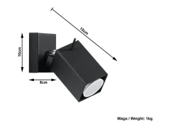 Sollux Lighting Aplique Para Pared-Sollux MERIDA - 1 foco de luz de pared , GU10 Negro