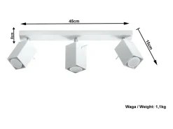 Sollux Lighting Plafón-Sollux MERIDA - Barra de 3 focos de luz blanca, GU10 Blanco
