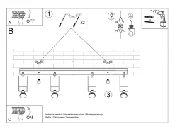 Sollux Lighting Plafón-Sollux MERIDA - Barra de 4 focos de luz blanca, GU10 Blanco