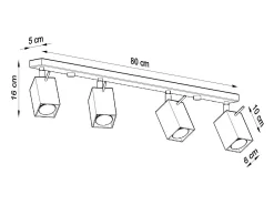 Sollux Lighting Plafón-Sollux MERIDA - Barra de 4 focos de luz blanca, GU10 Blanco