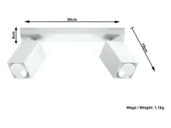 Sollux Lighting Plafón-Sollux MERIDA - Barra de 2 focos de luz blanca, GU10 Blanco