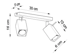 Sollux Lighting Sollux MERIDA - Barra de 2 focos de luz , GU10 Gris Outlet