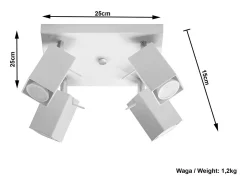 New Sollux Lighting Sollux MERIDA - Barra de 4 focos de luz blanca, GU10 Blanco