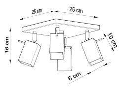 New Sollux Lighting Sollux MERIDA - Barra de 4 focos de luz blanca, GU10 Blanco